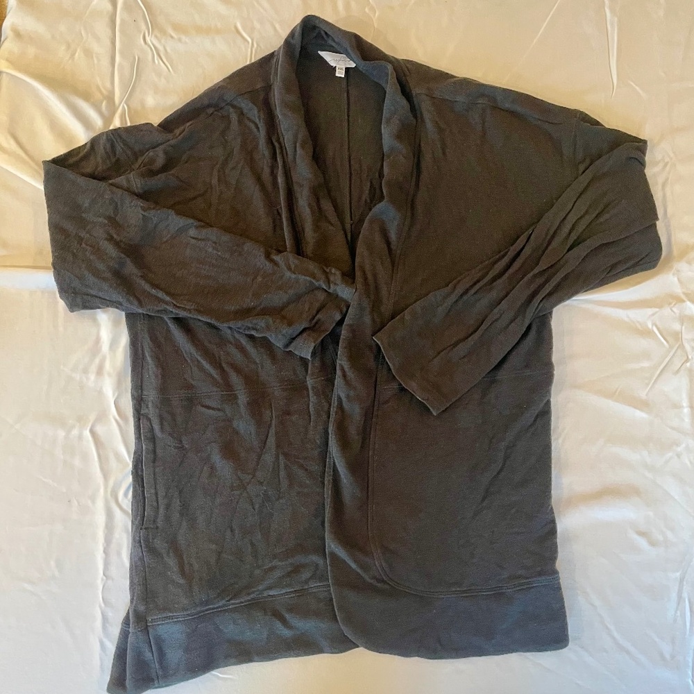 Soma Weekend Black Open Front Cardigan womens XXL cozy thin material pockets